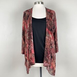 Womens Whimsigoth Boho Chic Eclectic Artsy Top Sz L Mesh Shimmer Paisley Overlay